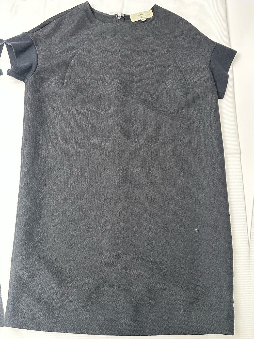 ATHÈ Textured Minimalist Cocoon Shift Dress Black French Designer/chic minimal